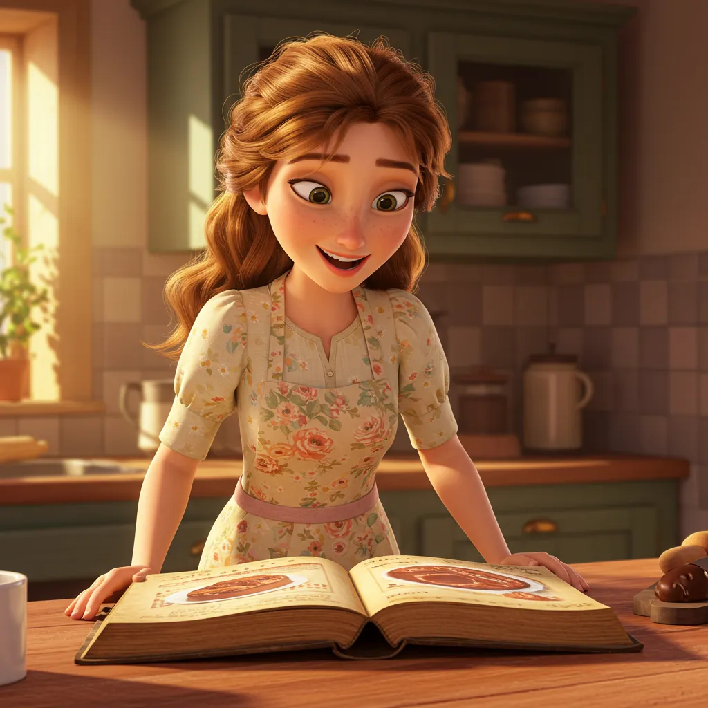 Anna liest ein Rezeptbuch