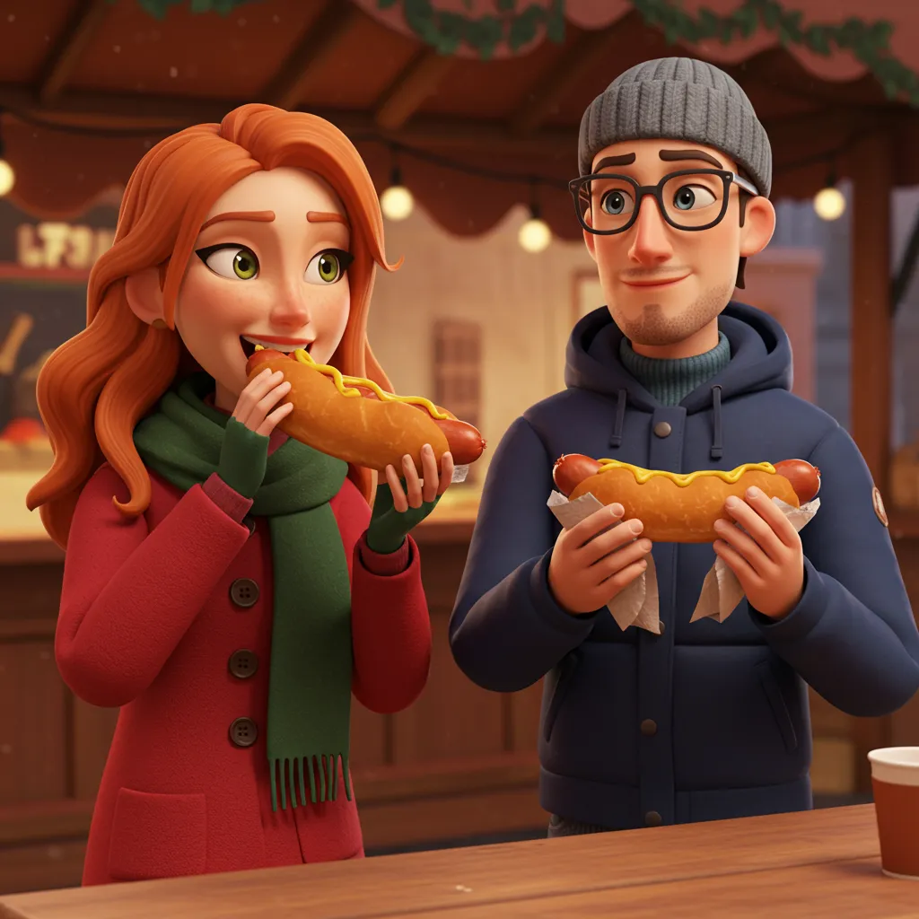 Eine Person hält eine Bratwurst in einem Brötchen